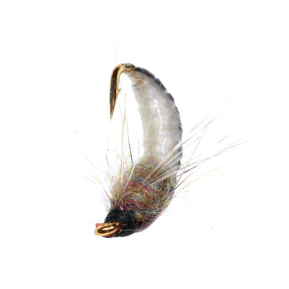 Greatfishing 6pc #12 Super Sturdy Realistic Nymph Scud Flies for Trout Nymph Beadhead Fishing Wet Assortment Flies