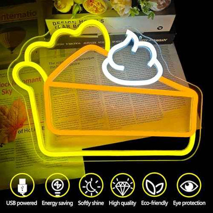 Thanksgiving Pumpkin Pie Neon Sign for Wall Decor Thanksgiving Decorations Pumpkin Led Sign Dimmable Cake Neon Light Up Sign for Business Pie Party Decorations Restaurant Coffee Fireplace Fall