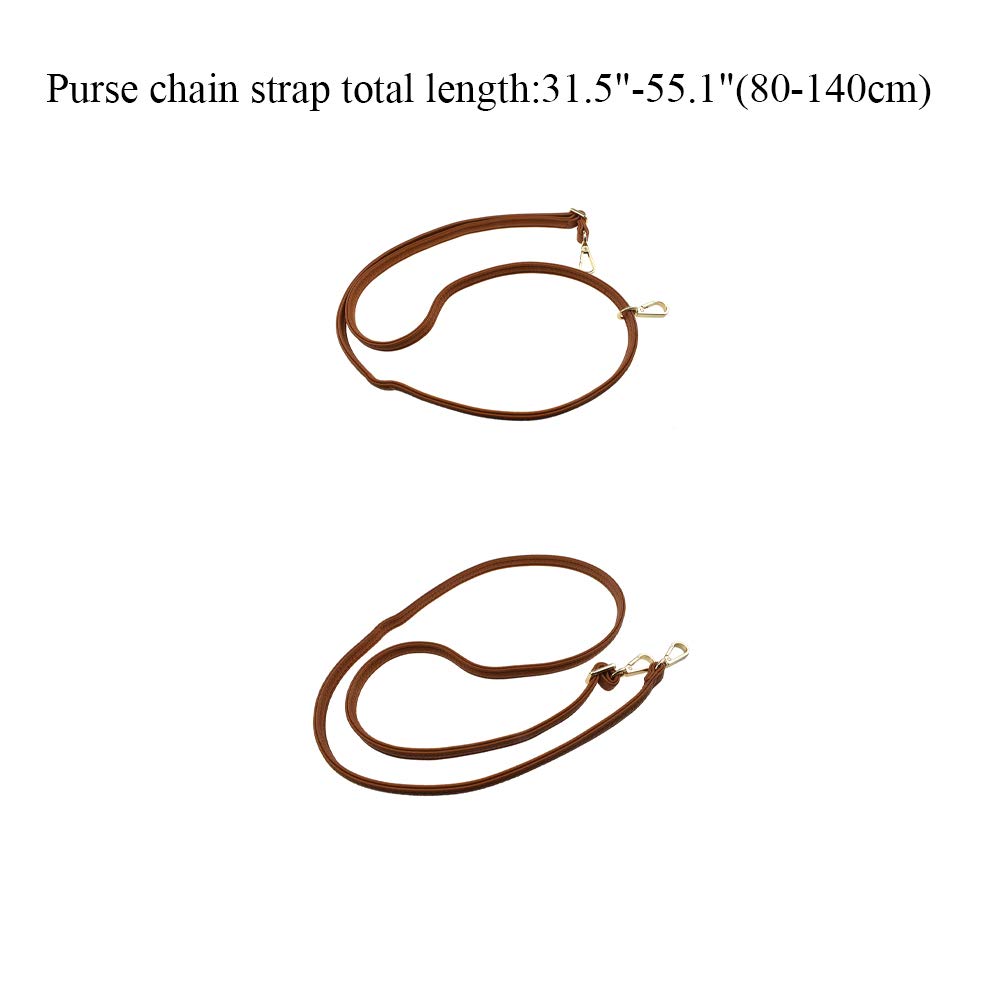 HAHIYO Adjustable Pebbled Brown Leather Purse Chain Strap Length 31.5-55.1 Inch Gold Hardware for Shoulder Cross Body Sling Purse Replacement Comfortable 0.71 Inch Wide 4.7mm Extra Thick 1 Pack