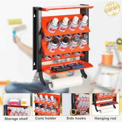 TORACK Spray Paint Can Holder Wall Mount, Heavy Duty Metal Spray Can Holder for Garage, Paint Can Storage Rack for Shop, Holds Up to 100 lbs