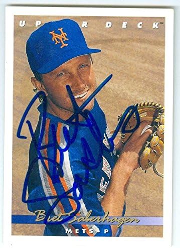 Sports Memorabilia Autograph Warehouse 246835 Bret Saberhagen Autographed Baseball Card - New York Mets 1993 Upper Deck - No. 282