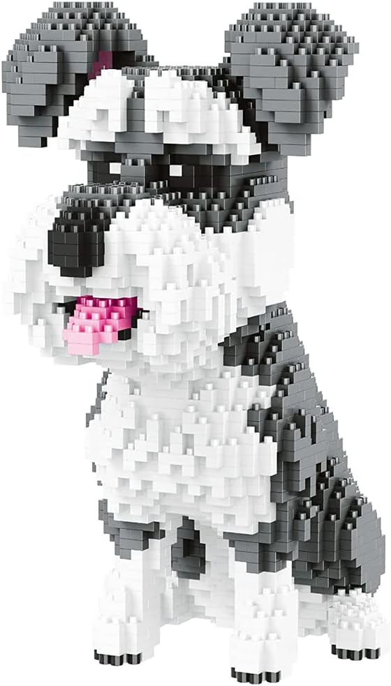 Mini Dog Building Blocks Pet Building Toy Bricks Micro Mini Blocks 3D Puzzle Building Blocks Set Toys Gifts for Kids or Adult Schnauzer (Big) 2100PCS