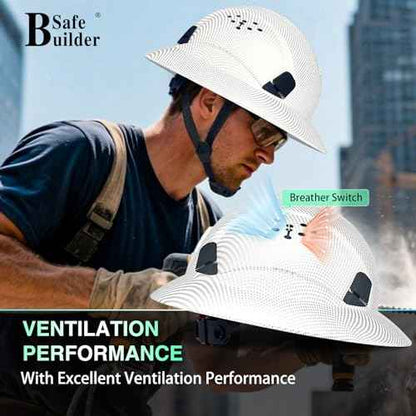 Full Brim Hard Hats Construction Hardhats Safety Helmet Vented Adjustable Lightweight Sunshade Work Caps Industrial Head Protection ANSI Approved