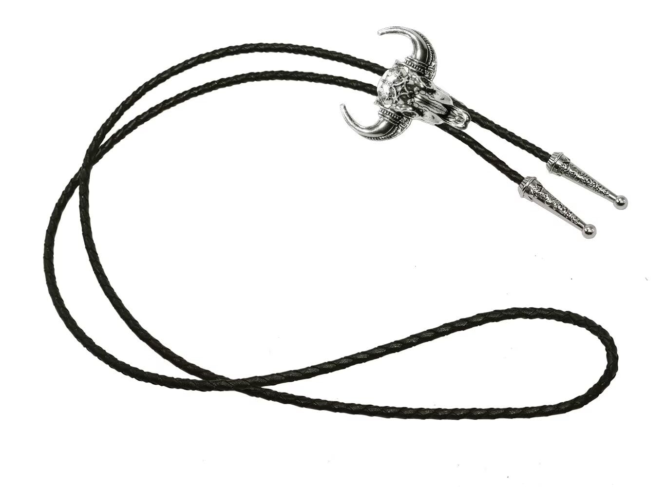 GURANSE 3D Silver Bull Skull head Bolo tie With Cowboy Western Style Necktie
