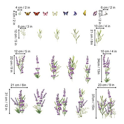 decalmile Lavender Flowers Wall Corner Decals Grass Baseboard Skirting Line Wall Stickers Living Room Bedroom Wall Art Decor(Finished Size W: 63 Inches)