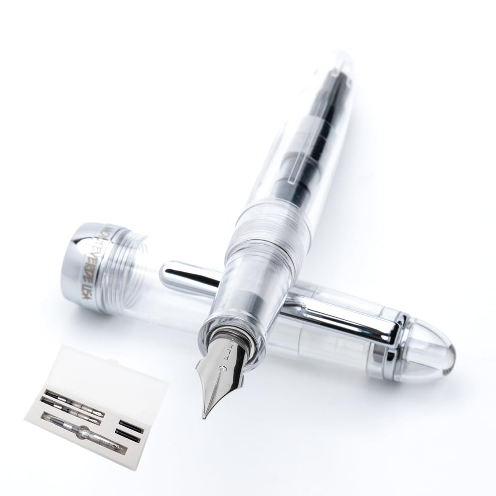 Monteverde USA Monza 3 Fountain Pen Set (Crystal Clear) - Medium, Fine, Omniflex Nib - Ideal Gift for Men & Women - Perfect for Office, Business, School, Gifts, Journaling, Autographs