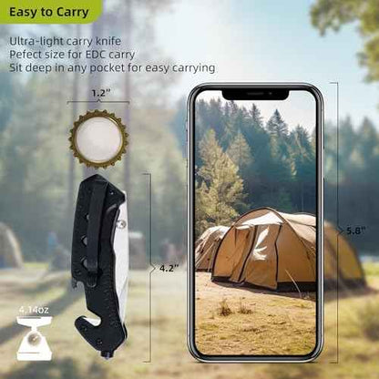 ALBATROSS Classic Multifunction Pocket Folding Knife with Bottle Opener¡¢Glass Hammer and Rope Cutter, Satin Coated Blade and Aluminum Handle£¬£¬Christmas Gift for Men Women,AS-23265 (Black)