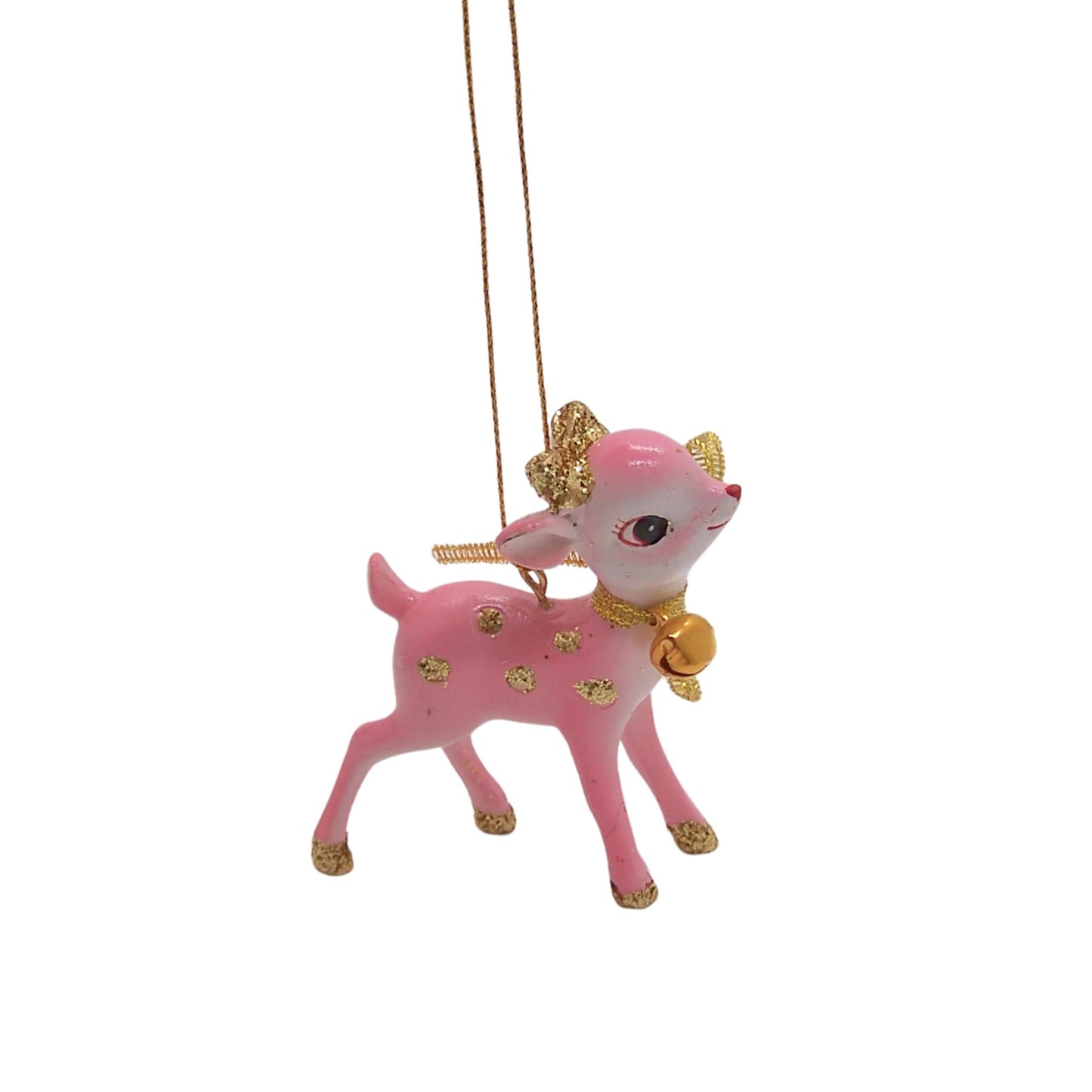 Pink Retro Reindeer Christmas Ornaments, Small Hanging Festive Ornaments, Unique Holiday Reindeer Decor, Set of 3