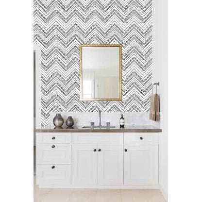 HAOKHOME Black and White Wallpaper Boho Geometric Self Adhesive Textured Wall Paper Modern for Bathroom Decor e 17.7in x 9.8ft