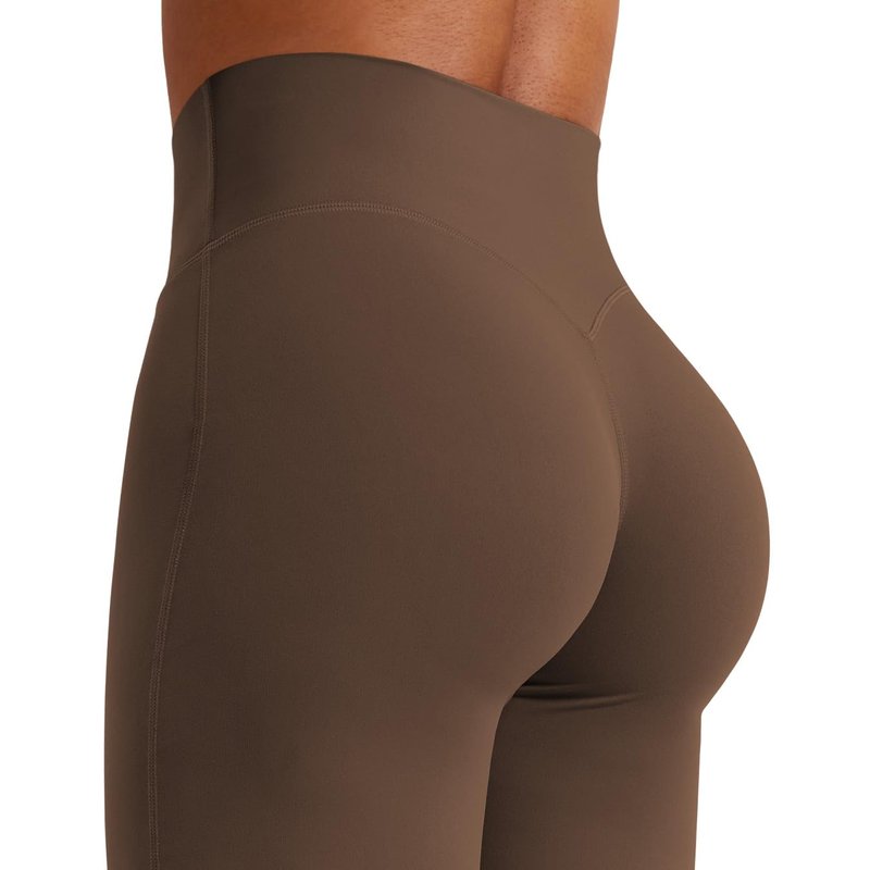 YEOREO Workout Leggings Womens No Front Seam Straight Leggings 31.5" Thin Fleece High Waist Buttery Eddiy Gym Yoga Pants Brown XS