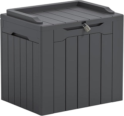 Greesum 31 Gallon Resin Deck Box Large Outdoor Storage for Patio Furniture, Garden Tools, Pool Supplies, Weatherproof and UV Resistant, Lockable, Dark Grey