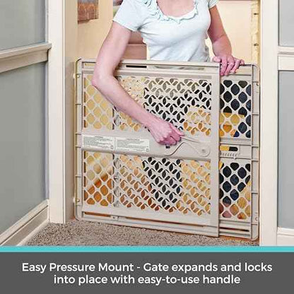 Toddleroo by North States - Supergate Secure Baby Gate: Plastic Pressure Mount Baby Gate for Doors & Hallways, Adjustable Indoor Safety Gate, Made in USA, 26 to 42 inches Wide, 26 inches Tall, Sand