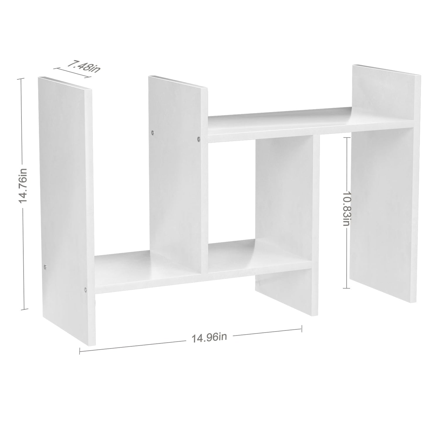 FNBAR Desk Shelves Wood Desktop Orgnizer Shelf. Office Organization for Top of Desk Organizers and Accessories Bookshelf Shelving,Adjustable Tier H-Shape Mini Bookcase(White)