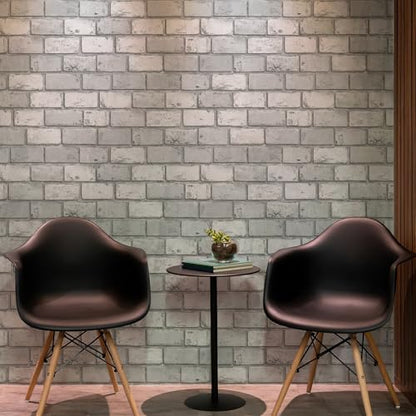 JiffDiff Brick Wallpaper Peel and Stick, Removable Vintage Self Adhesive Wallpaper Renter Friendly Textured Stick on Wallpaper Contact Paper £¨17.3" x 120" Gray Brick£©
