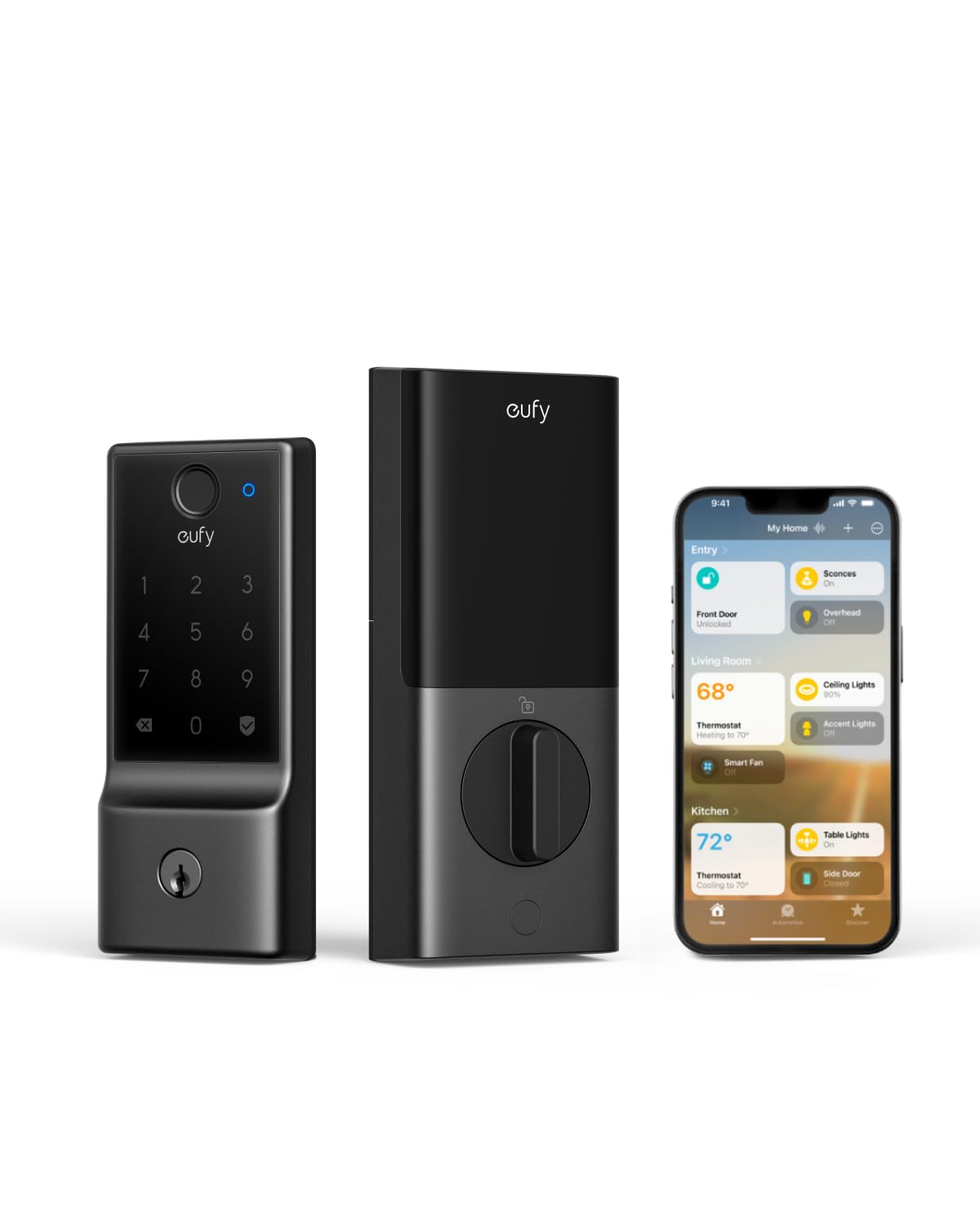 eufy Security Smart Lock C34, Keyless Entry Door Lock with Apple Home Ecosystem, Built-in Wi-Fi Deadbolt for Front Door or Back, Supports Matter, Alexa, Google Home, SmartThings