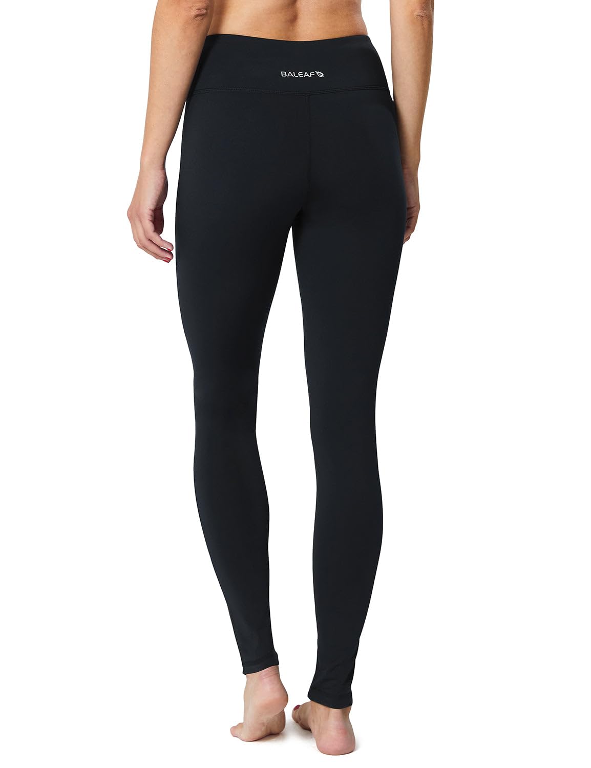 baleaf Women's Fleece Lined Leggings Thermal Warm Winter Leggings High Waisted Yoga Pants Cold Weather Inner Pocket 2-Pack Black/White M