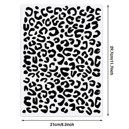 Zonon 4 Pieces Leopard Skin Stencil Reusable Cheetah Paint Stencil Template for Scrapbooking Fabric Drawing Tracing DIY Cake Furniture Wallpaper Floor Decor(8.3 x 11.7 Inch)