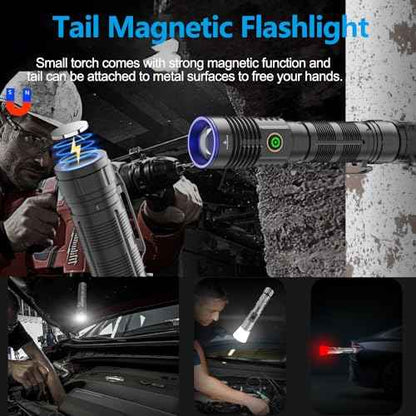 WINDFIRE Multicolor Flashlight 5 in 1 LED Tactical Rechargeable Flashlights High Lumens White Red Green Blue Yellow Light Multicolor Lens 4 Modes Zoomable for Camping Hiking Fishing Hunting