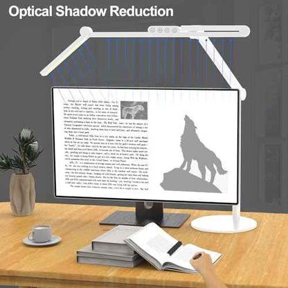 Micomlan Led Desk Lamp with Atmosphere Lighting, Rotatable Tall Architect Desk Lamp for Home Office with Swing Arm, 24W Bright Auto Dimming Adjustable Computer Light with Base for Table
