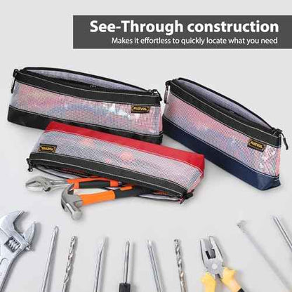 Clear Tool Pouch, 14" Long Tool Bag, Small Zipper Pouch, See Through Tool Pouch Bag for Tool Box Organizers and Storage, Heavy Duty Tool Bag for Men and Women, 3 Pack
