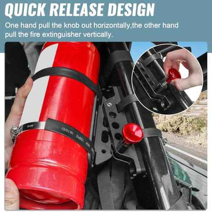 Aluminum Quick Release Roll Bar Fire Extinguisher Mount Holder Compatible with for Ford Bronco Jeep Wrangler Gladiator UTV Polaris RZR Ranger Can Am ATV Fire Extinguisher Bracket