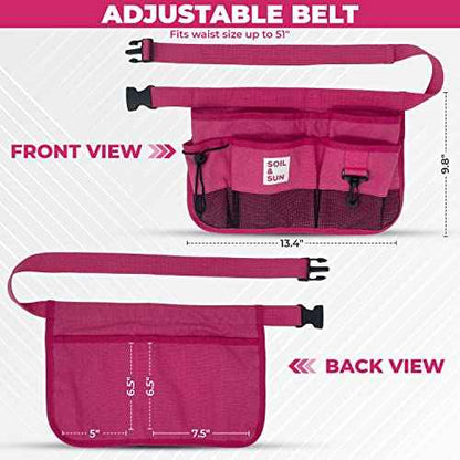 Soil & Sun Garden Tool Belt for Women, Tool Apron, Utility Belt Women, Teacher, Canvas Waist Apron with Pockets,Garden Aprons