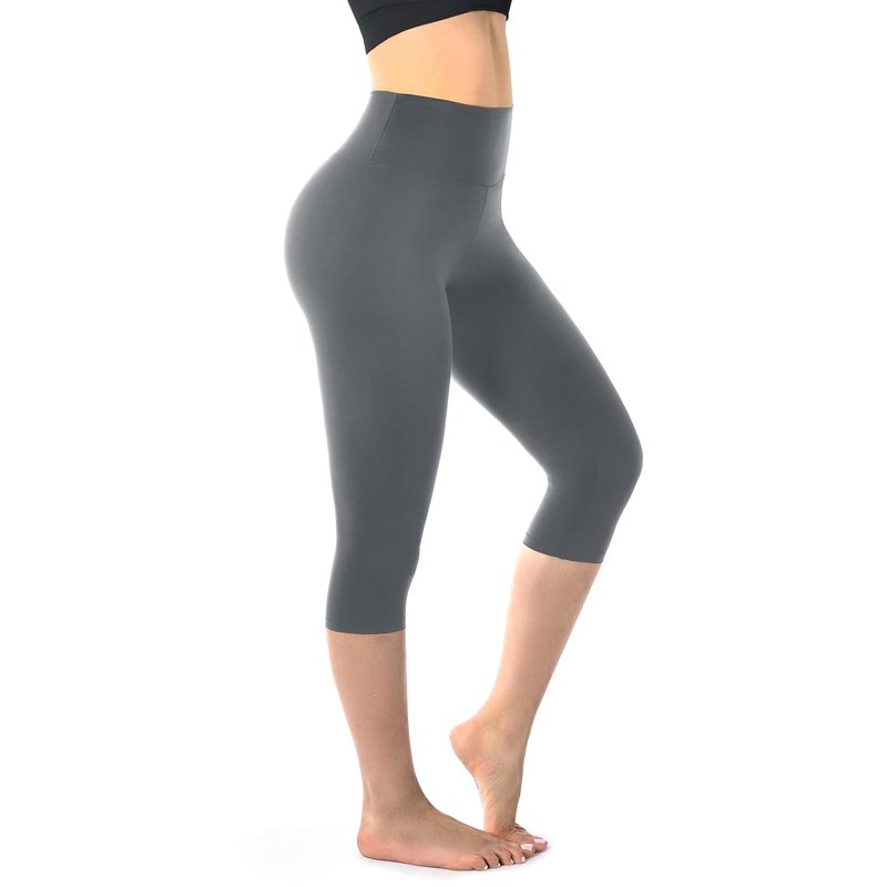 Walifrey Capri Leggings for Women, Buttery Soft High Waisted Leggings for Gym Yoga Workout (Grey LXL)