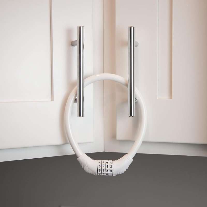 Fridge Lock - Multi-Functional Cable Combination Lock for French-Door Refrigerators | Two Pack White