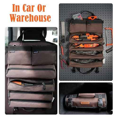 WELKINLAND 3In1-Pack Tool Roll, 6-Pocket Roll-Up Tool Organizer
