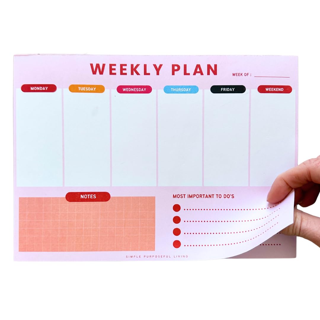 Weekly Planner Notepad – Tear-Off Weekly to do List Notepad, Weekl y Desk Calendar Notebook for Productivity, Task Planner for Time Management, Project Planner with 50 Planning Sheets