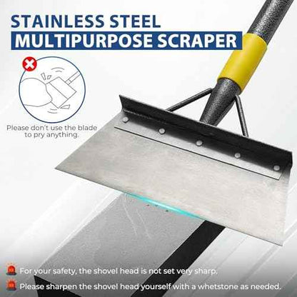 Floor Scraper Long Handle Heavy Duty, 60" Multifunctional Cleaning Shovel, Ice Scraper Stainless Steel Garden Tools Weed Scraper for Cleaning,Weeding,Scraping,Ice Remove,Landscaping,Yard