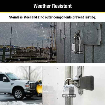 Master Lock M5XT Magnum Heavy Duty Outdoor Padlock with Key, 2 Pack Keyed-Alike