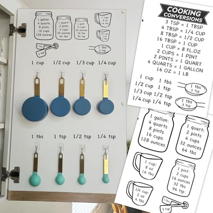 Kitchen Unit of Measurement Conversion Chart, Vinyl Measuring Conversion Decals for Cooking Baking, Gallon Quart Pint Cup Ounce Tbsp Tsp Conversion Chart Stickers for Cupboard Wall Fridge
