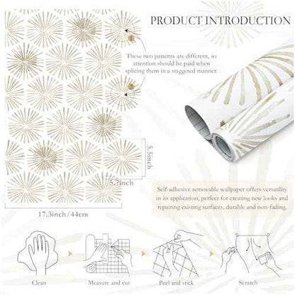 Modern Peel and Stick Wallpaper Boho Self Adhesive Wallpaper Peel and Stick Geometric Contact Paper White and Beige Wall Paper Removable Wallpapers 17.3''¡¿78.8'' for Bedroom Bathroom Cabinets Decor