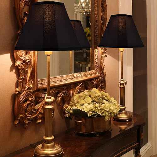 GO&SO Bell Lamp Shades Set of 2 Black Scalloped Lamp Shade, Replacement Lamp Shade For Floor & Table Lamp Shade, 6.5"Top x 13"Bottom x 11.2"Slant Height x 10.5''Vertical Height(Spider), Easy Assembly