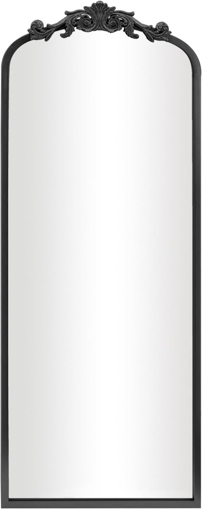 AIXI HOME Arched Black Antique Full Length Wall Mirror 22"x65", Arendahl Elegant Floor Vintage Mirror with Ornate Matel Frame, Baroque Inspired Home Decor for Bedroom/Living Room/Hallway