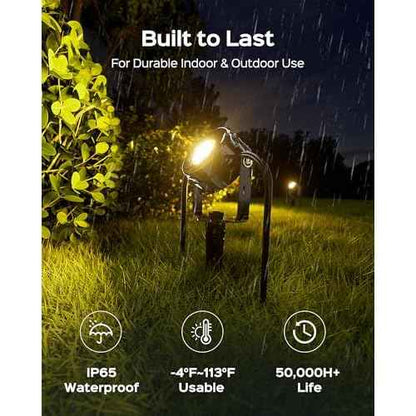 JACKYLED 8-Light LED Low Voltage Landscape Lighting, 9W Outdoor Spot Lights with Adapter, 3000K Warm White, ON/Off Timer, IP65 Waterproof Spotlights with Spiked Stand for Pathway, Patio, Tree, 63FT