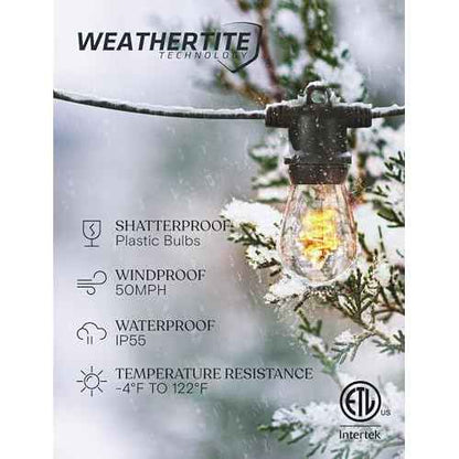 Brightech Ambience Pro Super Bright Solar Outdoor String Lights: Security, Visibility & Ambience - Heavy Duty Waterproof Patio Lights - Edison Spiral Shatterproof Bulbs - 4W Soft White Remote Control
