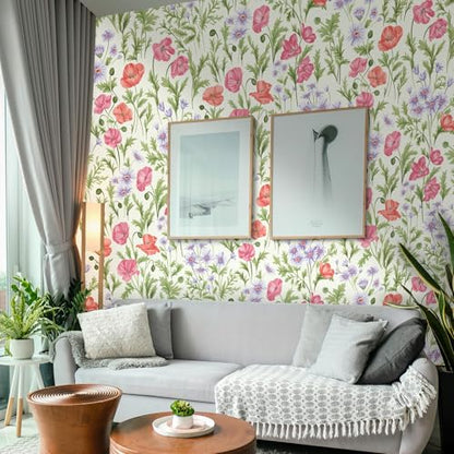 Peel and Stick Wallpaper for Home Decoration Kitchen Luxuriant Blossoms Wallpaper Removable Vinyl Self Adhesive Shelf Paper & Drawer Liner Roll House, Workshop & Office 17.3" x 118" SM-077-3