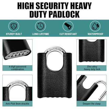 Heavy Duty Combination Lock with Chain,47 inch Long,8mm Thick £¬Safety Chain Locks with Code,Padlock with Chain for Motorcycles, Bicycle, Door, Gate, Fence,Warehouses, Garage(Lock and Chain)
