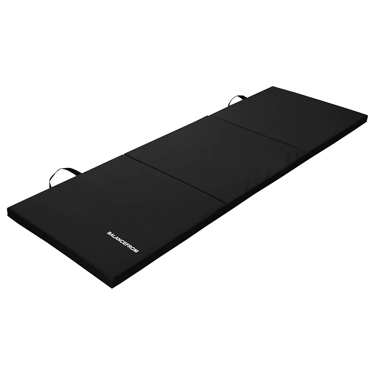 BalanceFrom 6x2 Feet 3-Panel Folding Gymnastics Mat – 1.5-Inch Thick Pad with Vinyl Surface and Carrying Handles for Tumbling, Yoga, Pilates, Home Workouts, and Martial Arts
