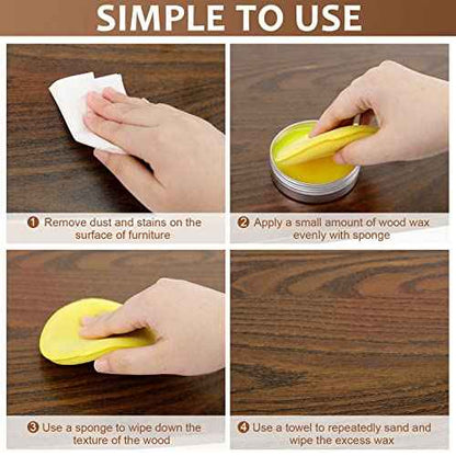 SEISSO Wood Polish Wax, Paste Wax for Wood Finish, Wood Wax Polish, Conditioner, Cleaner, Restorer, Furniture Polish for Wooden Floors, Cabinets, Tables, Doors