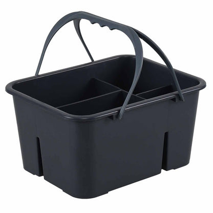 Zerdyne Plastic Cleaning Caddy with Handle, Plastic Cleaning Tote for Cleaning Supplies, Small Classroom Caddy, Gray