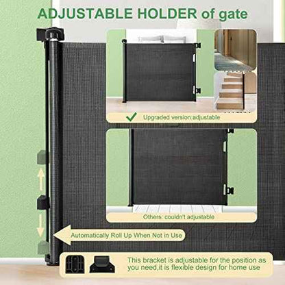 Upgraded Retractable Baby Gate, Extra Wide Safety Kids or Pets Gate, 33¡± Tall, Extends to 71¡± Wide, Mesh Safety Dog Gate for Stairs, Indoor, Outdoor, Doorways, Hallways(33¡±x71¡±, Black)