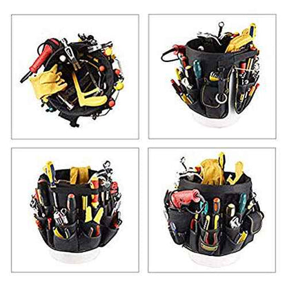 Bucket Tool Organizer, 56 Pockets, Bucket Tool Caddy Organization for Garden Yard Lawn, Construction, Carpenter, Electrician, for Most Buckets, Tote and Bucket Organizer