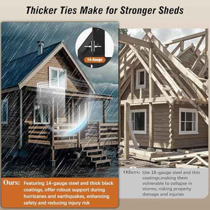 14-Gauge(2MM) Hurricane Ties for Rafters, 40 Pack Strong Hurricane Straps Brackets, Hot Dip Galvanized Powder Coating Hurricane Clips Joist Hangers for 2X Deck Joists, Roof Trusses, Black