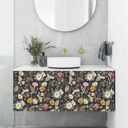 Flower Wallpaper,17.71" x 118.1"Thicken Peel and Stick Wallpaper Leaf Wall Paper Self-Adhesive Contact Paper for Living Room Bedroom Washroom Cabinet Wall