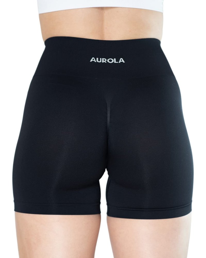 AUROLA Dream Collection Women Workout Shorts High Waist Gym Shorts, Scrunch Butt Seamless Athletic Shorts,Dark Black,M