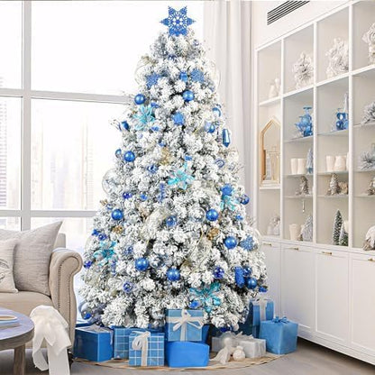 SHareconn 86PCS Christmas Balls Ornaments Set,Shatterproof Plastic Clear Decorative Baubles for Xmas Tree Decor Holiday Wedding Party Decoration, Blue