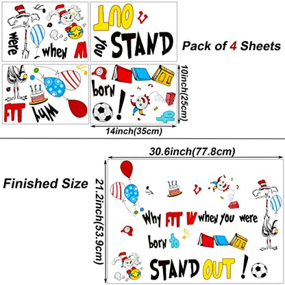 Maydahui Why Fit in When You were Born to Stand Out Wall Decal Dr Seuss Quote Wall Vinyl Sticker (21.2 x 30.6 Inch) Peel Stick Removable Kids Room Art Mural Decor for Baby Bedroom Nursery Classroom